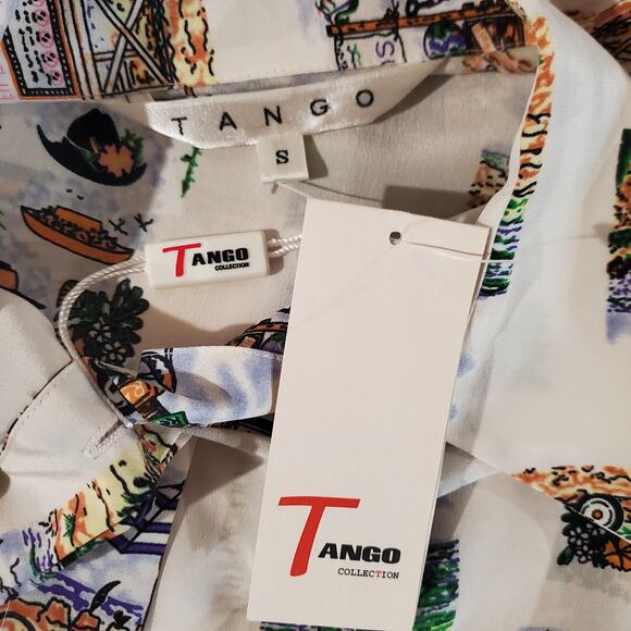 Vtg Tango NWT Womens Tropical Silk Button Shirt Sz S Hawaiian Surf Beach Resort - Picture 9 of 15